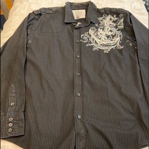 Men’s 2XL Kanji Black Long Sleeve Dress Shirt
